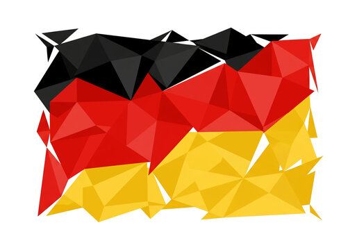 Geometric German Flag Illustration A Modern, Polygon-Style Representation of the German National Colors, Reflecting Identity and Patriotism