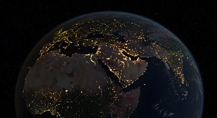 Obraz premium A D Earth with Gulf monuments glowing at night