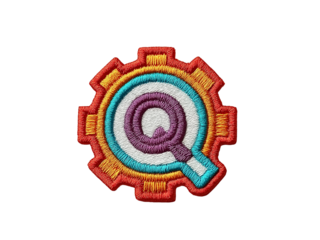 Embroidered Gear with Letter Q isolated on a transparent background 2