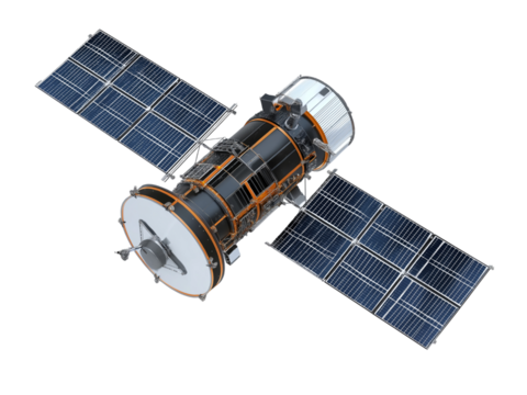 Space Satellite with Solar Panels isolated on a transparent background 2