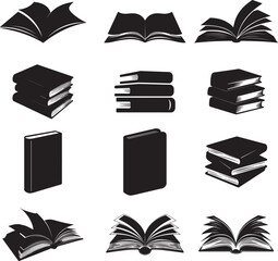 Book Silhouettes On White Background books closed