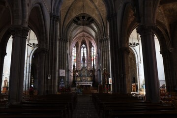 Obraz premium Eglise Notre-Dame, église de style néogothique, ville de Combourg, département d'Ille et Vilaine, Bretagne, France
