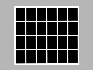 Blank photo frame design, vector collage template layout of twenty four photo frames