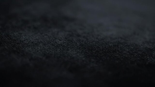 Detailed macro photograph of a dark, plush fabric with a soft, fuzzy texture and selective focus.
