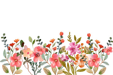 Watercolor flowers background vector for design.