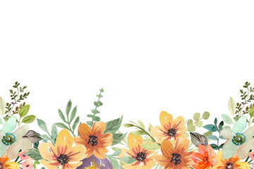 Watercolor flowers background vector for design.