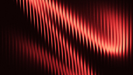 Abstract Red Vertical Lines Create A Curving Dynamic Glitch Wave Glass Effect On A Dark Background