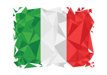 Italy flag composed of paint splashes, creative artistic splash effect a vibrant illustration of the Italian flag in a geometric, fragmented style, with paint splash and creative art
