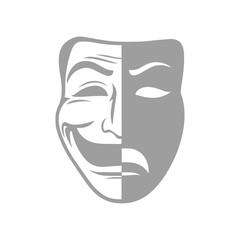 Comedy and Tragedy Theatrical Mask Design Illustration