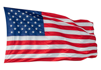 Fototapeta premium American flag waving on flagpole, patriotic symbol of the United States of America, representing freedom and democracy, national pride