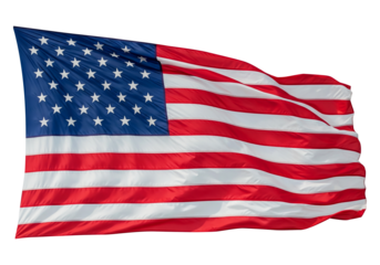 American flag waving on flagpole, patriotic symbol of the United States of America, representing freedom and democracy, national pride