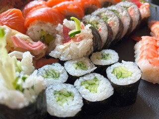 Sushi Plate, Fish Maki Rolls, Japan Seafood