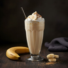 Banana milkshake in dark wood theme