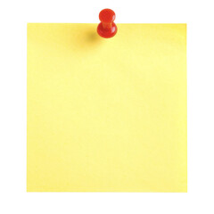 Yellow Sticky Note with Red Pushpin &mdash; Transparent Background