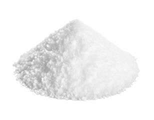 A fine mound of white crystalline salt, showcasing its granular texture and purity.