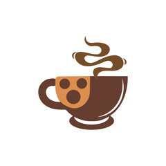  Hot steam coffee mug Vector art of a steaming cup of coffee with a surprised face on it