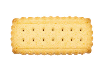 Rectangular shortbread biscuit isolated on transparent background, sweet cookie with holes for tea time and snack