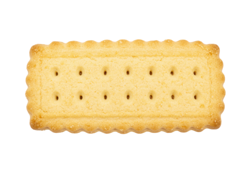 Rectangular shortbread biscuit isolated on transparent background, sweet cookie with holes for tea time and snack