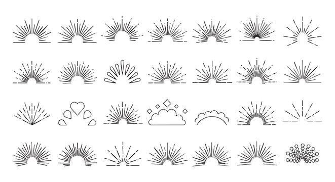 Abstract Sun Rays Icon Minimalist Design on White Background Graphic Resource