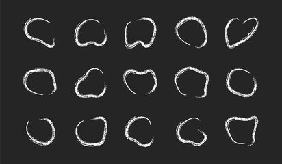 Liquid blob shapes, chalk vector organic irregular random forms, fluid crayon silhouette on blackboard, charcoal simple smooth ink stain by pencil or marker. Highlight for social media stories. design