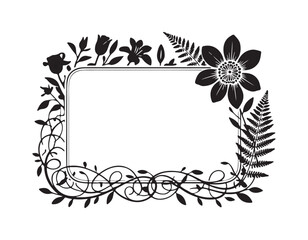 Elegant Floral Border Frame Silhouette Vector for Invitation Design