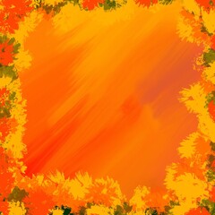 autumn flowers border frame illustration on brown color