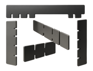 Interlocking plastic dividers for custom compartments in tool drawers.