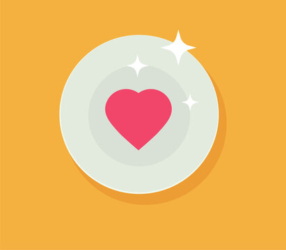 pink heart on plate with sparkles clip art preview
