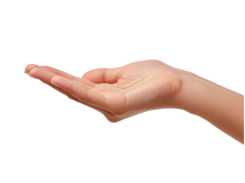 Woman's open palm outstretched isolated on a transparent background 1