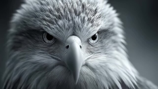 Sharpness and Perseverance: Close-up of a Black and White Eagle Eye
