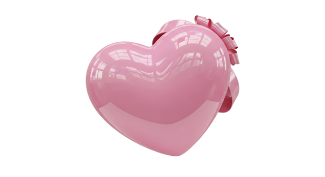 Glossy pink heart with a bow Perfect for expressing love and affection on special occasions