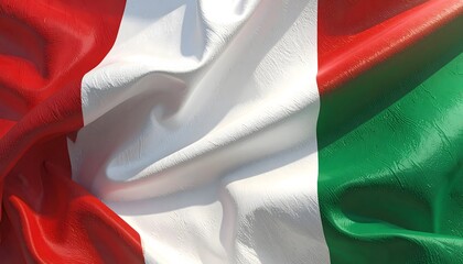 A close-up of the Italian flag, featuring the vibrant colors of red, white, and green, with soft folds and a silky texture.