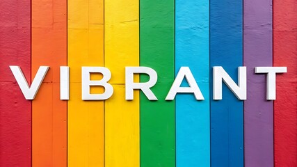 Vibrant rainbow colors painted wooden background with bold text