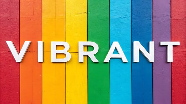 Vibrant rainbow colors painted wooden background with bold text