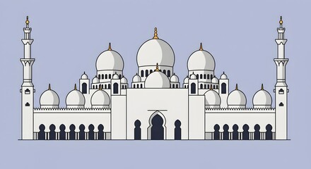 Obraz premium A vector icon of Abu Dhabi Grand Mosque domes