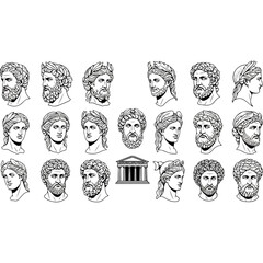 Collection of Ancient Greek and Roman Busts and Statues.
