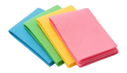 Fototapeta premium Vibrant viscose cleaning cloths for easy organization and task identification at home.