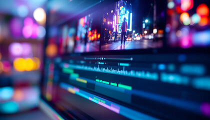 Professional Video Editing Timeline Interface on Computer Screen