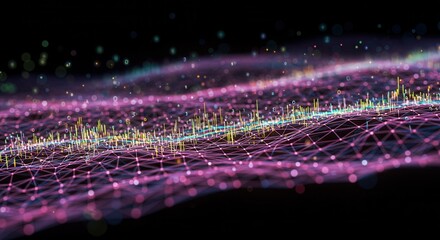 Elegant data network visualization with vibrant colors and dynamic digital connections for innovative technology and futuristic design projects, ideal for modern concepts