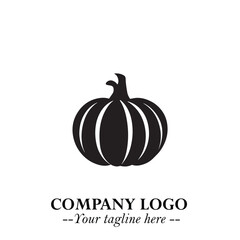 Pumpkin Logo Symbol in Black on the White Background Minimalist Vegetable Vector Illustration
