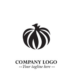 Pumpkin Logo Symbol in Black on the White Background Minimalist Vegetable Vector Illustration