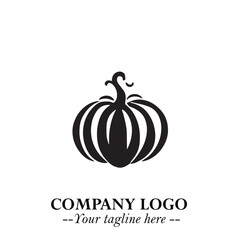 Pumpkin Logo Symbol in Black on the White Background Minimalist Vegetable Vector Illustration