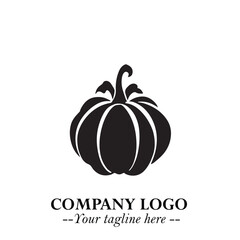 Pumpkin Logo Symbol in Black on the White Background Minimalist Vegetable Vector Illustration