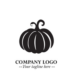Pumpkin Logo Symbol in Black on the White Background Minimalist Vegetable Vector Illustration