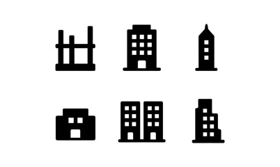 Fototapeta premium Minimalist black building icons set for urban design projects