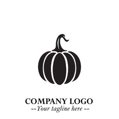 Pumpkin Logo Symbol in Black on the White Background Minimalist Vegetable Vector Illustration