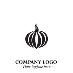 Pumpkin Logo Symbol in Black on the White Background Minimalist Vegetable Vector Illustration