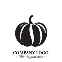Pumpkin Logo Symbol in Black on the White Background Minimalist Vegetable Vector Illustration