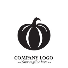 Pumpkin Logo Symbol in Black on the White Background Minimalist Vegetable Vector Illustration