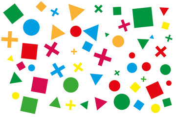 Background of colored shapes on white